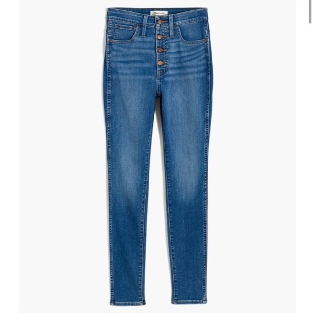 Madewell Mid Rise 9" Buttoned Denim Skinny Jeans